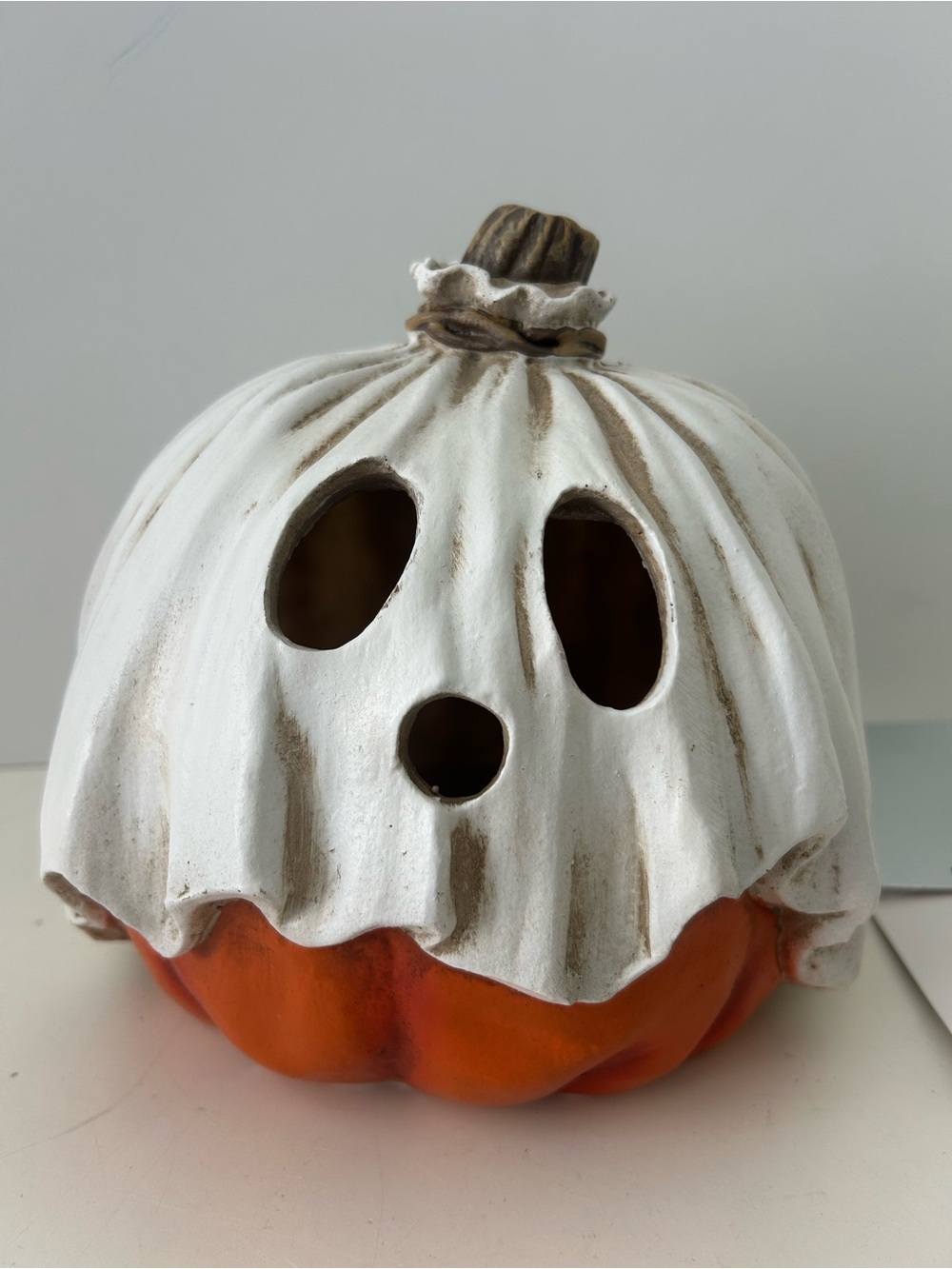 Halloween Pumpkin Jack O’ Lantern Ghost Light Up Decor Toil & Trouble 7.5” NEW - Picture 2 of 16